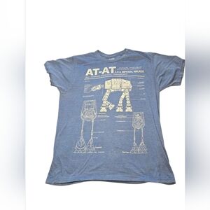 Used, Large Mens Star Wars Blue Graphic Tee, AT-AT
